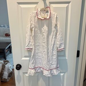 White Kids Pajamas Nightgown with Red Trim